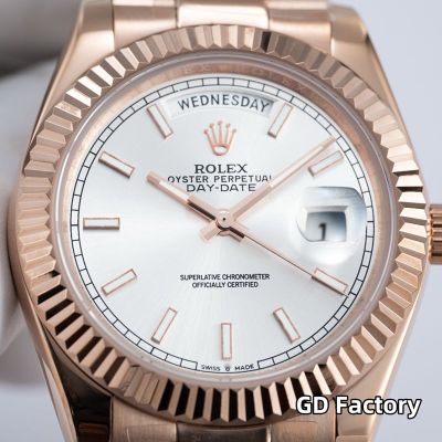Rolex Day-date 8285 Movement 40mm White Face Index Markers Rose Gold President Strap Men Watch